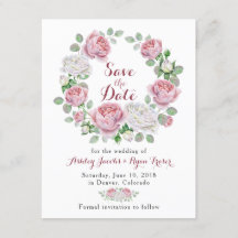 バーガンディピンクローズフローラ結婚式の日付を保存