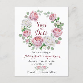 バーガンディピンクローズフローラ結婚式の日付を保存 セーブザデート