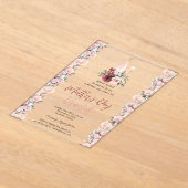 バーガンディピンクローゼズワインマザーズデイブランチ アクリル招待状 (レイダウン)