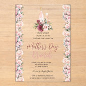 バーガンディピンクローゼズワインマザーズデイブランチ アクリル招待状 (正面)