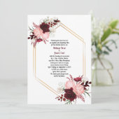 バーガンディピンクローゼズ金ゴールドフレーム結婚式招待状 招待状 (スタンド正面)