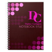 バーガンディファンキーピンクドットモノグラムノートブック ノートブック (正面)
