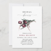 バーガンディフラワーバンチブライダルシャワー 招待状 (正面)