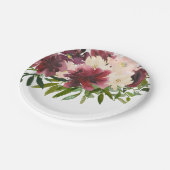 バーガンディフラワーフローラ水彩 ペーパープレート (アングル)