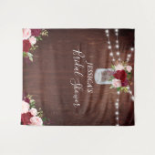 バーガンディフラワーメイソンジャールブライダルシャワーウッド タペストリー (正面(横))