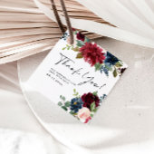 バーガンディフローラありがとう赤ちゃんシャワーギフトラベル フェイバータグ