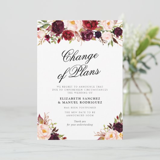 バーガンディフローラが結婚延期したカード 招待状 (スタンド正面)