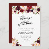 バーガンディフローラが結婚延期したカード 招待状 (正面/裏面)