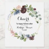 バーガンディフローラと結婚緑のワインラベル ワインラベル (シングルラベル)