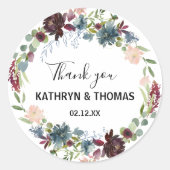 バーガンディフローラと緑ありがとう ラウンドシール (正面)