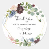 バーガンディフローラと緑ありがとう ラウンドシール (正面)