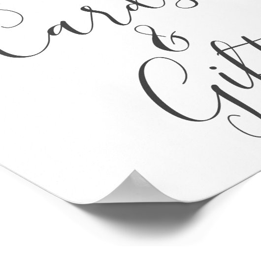 バーガンディフローラと緑のカードとギフトサイン ポスター (角)