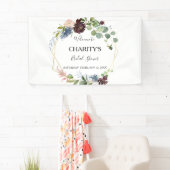 バーガンディフローラと緑のブライダルシャワー 横断幕 (インサイチュ)