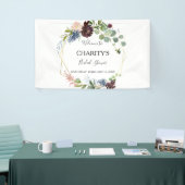 バーガンディフローラと緑のブライダルシャワー 横断幕 (トレードショー)