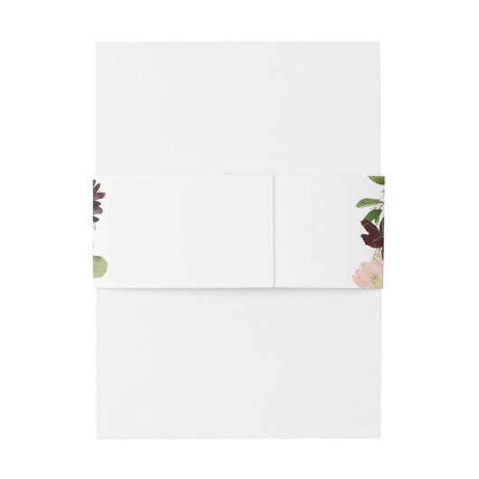 バーガンディフローラと緑の結婚式招待状 招待状ベリーバンド (裏面例)