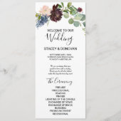 バーガンディフローラと緑の結婚式 プログラム (正面)