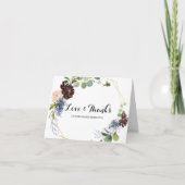 バーガンディフローラと緑結婚園ありがとう サンキューカード (正面)