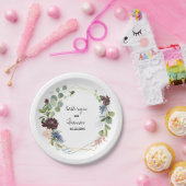 バーガンディフローラと緑結婚園の ペーパープレート (パーティー)