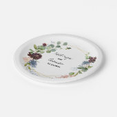 バーガンディフローラと緑結婚園の ペーパープレート (アングル)