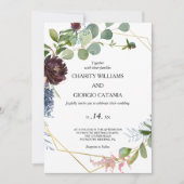 バーガンディフローラと緑結婚園の 招待状 (正面)