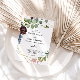 バーガンディフローラと緑結婚園の 招待状