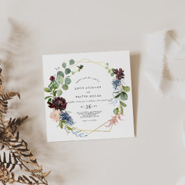 バーガンディフローラと緑結婚園の 招待状