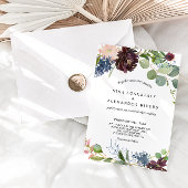 バーガンディフローラと緑結婚園の 招待状