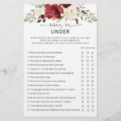 バーガンディフローラの上またはブライダルシャワーゲーム (正面)