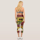 バーガンディフローラひまわりハイウエストヨガ カプリレギンス (裏面)