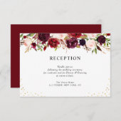バーガンディフローラウェディングレセプションカード 出欠カード (正面/裏面)