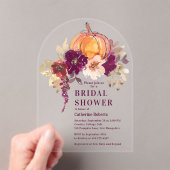 バーガンディフローラウォーターカラーパンプキンブライダルシャワー アクリル招待状 (インサイチュ (ポータブル))
