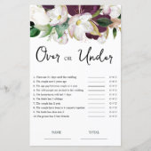 バーガンディフローラオーバーまたはブライダルシャワーゲーム (正面)