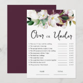 バーガンディフローラオーバーまたはブライダルシャワーゲーム 招待状 (正面/裏面)