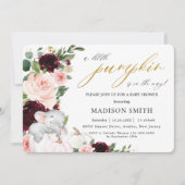 バーガンディフローラカボチャ象の赤ちゃんシャワー 招待状 (正面)