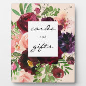 バーガンディフローラカード&ギフトサインイーゼル – ピンク フォトプラーク (正面)