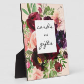 バーガンディフローラカード&ギフトサインイーゼル – ピンク フォトプラーク (側面)