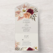 バーガンディフローラグリーンリーオールインワン招待状 オールインワン招待状 (内側)