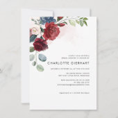 バーガンディフローラグリーンリーブライダルシャワー 招待状 (裏面)