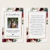 バーガンディフローラゴールドフォイルフレームフォト祈りの言葉カード (正面&裏面)