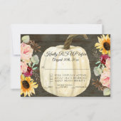 バーガンディフローラサンフラワーンパンプキンダークウッドRSVP 招待状 (正面)