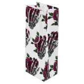 バーガンディフローラスケルトンGothicハロウィン結婚ズ ワインギフトバッグ (正面アングル)