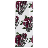 バーガンディフローラスケルトンGothicハロウィン結婚ズ ワインギフトバッグ (正面)