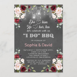 バーガンディフローラストリングライトI do BBQ婚約 招待状