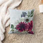 バーガンディフローラスプラッシュオングレー クッション (ブランケット)