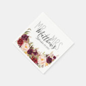 バーガンディフローラハンドレターシック素朴ズ結婚ズ スタンダードカクテルナプキン (角)