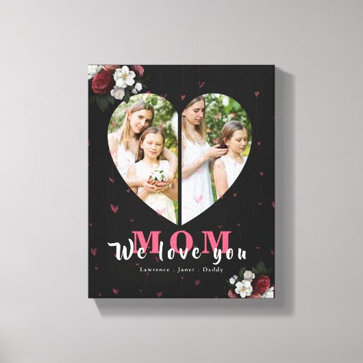 バーガンディフローラハート形のプレゼント|過去記事 キャンバスプリント (正面)