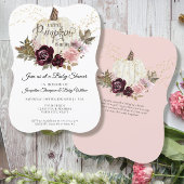 バーガンディフローラバラ金ゴールドカボチャ赤ちゃんシャワー 招待状