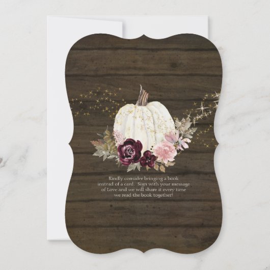 バーガンディフローラパンプキンピンク金ゴールドベビーガールシャワー 招待状 (裏面)