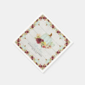 バーガンディフローラパンプキ素朴ンウッド秋インラブ スタンダードカクテルナプキン (角)