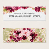 バーガンディフローラブライダルシャワーレジストリ挿入カード (正面&裏面)